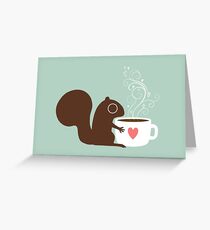 Squirrel Loves Coffee Greeting Card