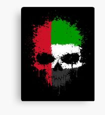 Chaotic UAE Flag Splatter Skull Canvas Print