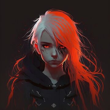Anime Girl in Hoodie - Red / Black Aesthetic Art Print for Sale by Nymmzi