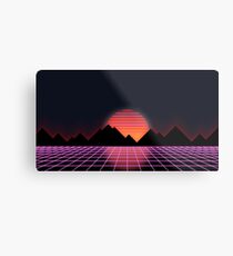 80s Retro Grid & Rising Sun - "Event Horizon" Metal Print
