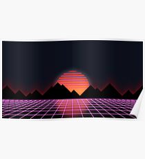 80er Retro Grid & aufgehende Sonne - "Event Horizon" Poster