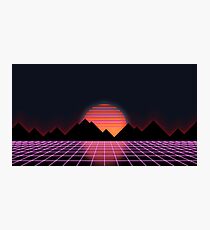 80s Retro Grid & Rising Sun - "Event Horizon" Photographic Print