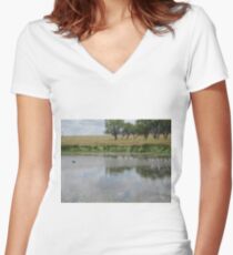 Wild duck and nest Women's Fitted V-Neck T-Shirt
