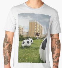 soccer balls on the cityscape Men's Premium T-Shirt