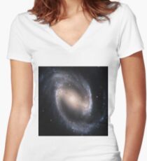 NGC 1300, Barred spiral galaxy in the constellation Eridanus Women's Fitted V-Neck T-Shirt