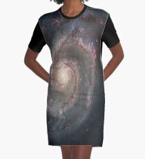 M51 Galaxy - Whirlpool Galaxy Graphic T-Shirt Dress