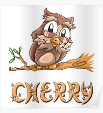 Cherry Owl Poster