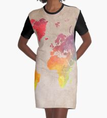 World Map maps Graphic T-Shirt Dress