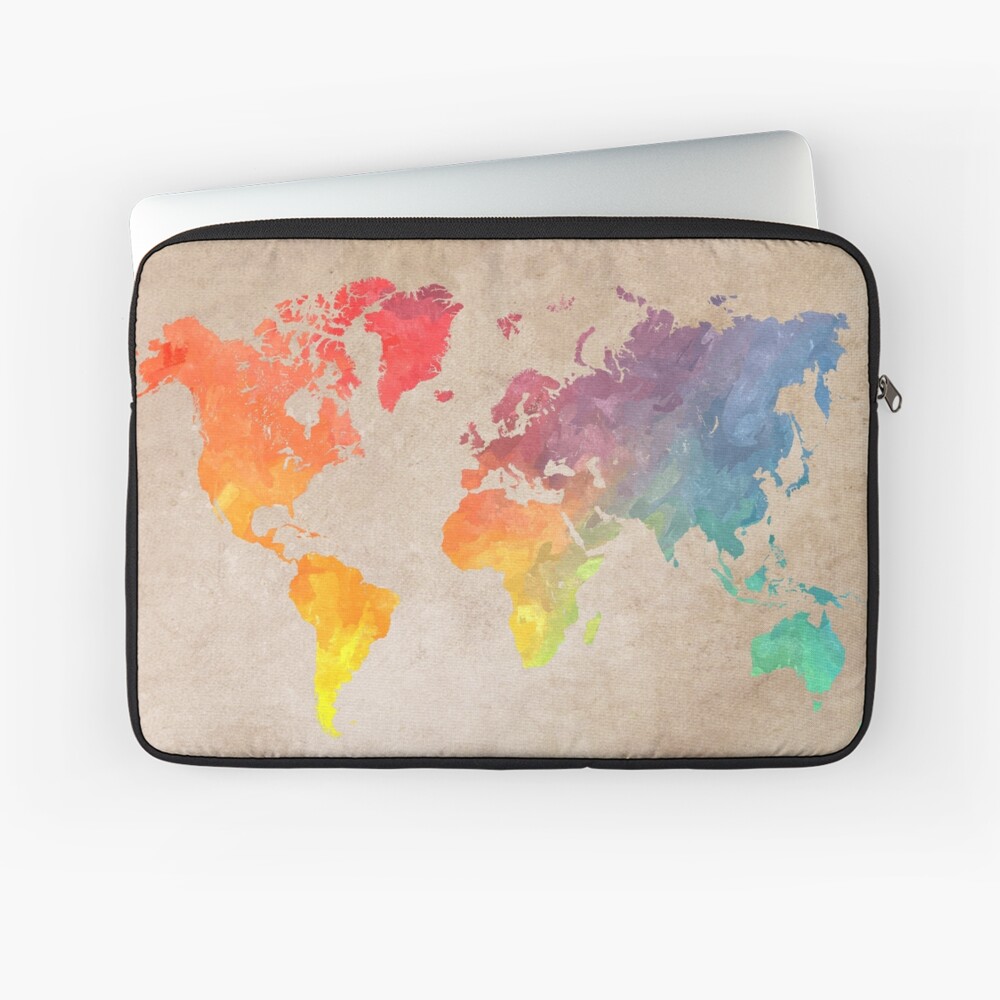 World Map Maps Laptop Sleeve By JBJart Redbubble   Ls,13inch,x1000 C,90,0,1000,1000 Bg,f8f8f8.u5 