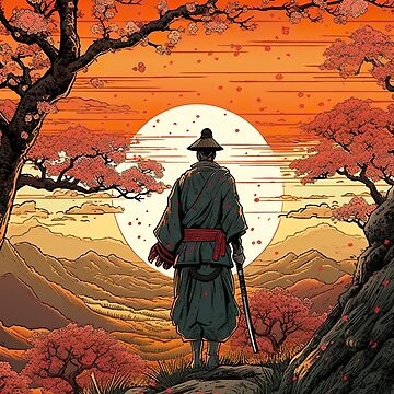 Wall Mural Lonely Samurai - Mountain Landscape, Japanese