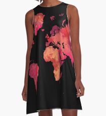 World map red A-Line Dress