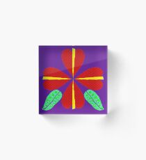 Red Heart Lightning Flower Acrylic Block
