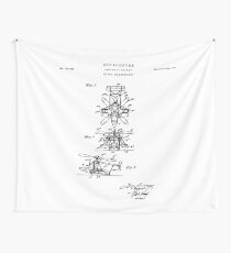 Helicopter Patent Drawing Blueprint Wall Tapestry