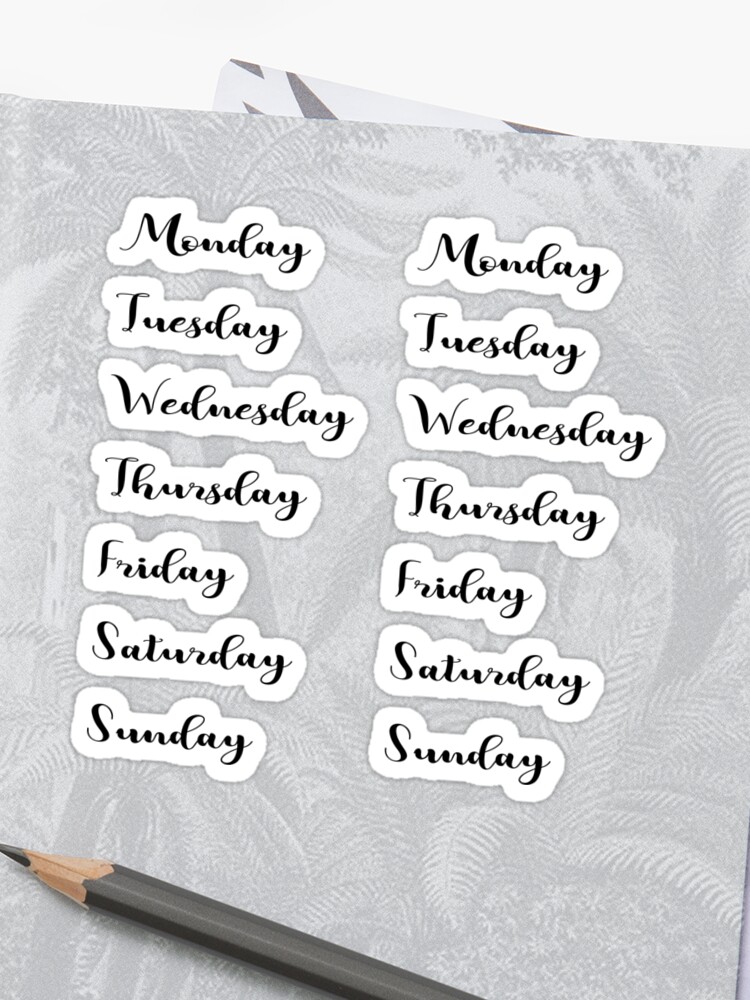 Weekdays Stickers For Planner Bullet Journal Sticker By Nguyen Thu Trang