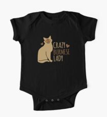 Verrückte birmanische Katzen-Dame Baby Body Kurzarm