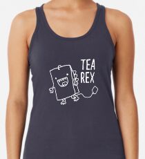 Tea Rex Tea Bag Funny Pun Cartoon Racerback Tank Top