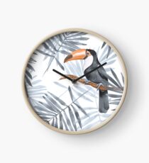 Palmblätter und Toucan Uhr