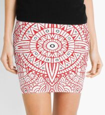 Red star pattern. Mirror symmetry: vertical and horizontal axes Mini Skirt