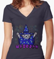 Whooosh magic cat Fitted V-Neck T-Shirt