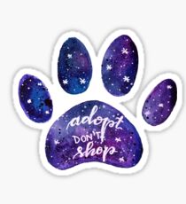 Adopt don't shop galaxy paw - purple Sticker