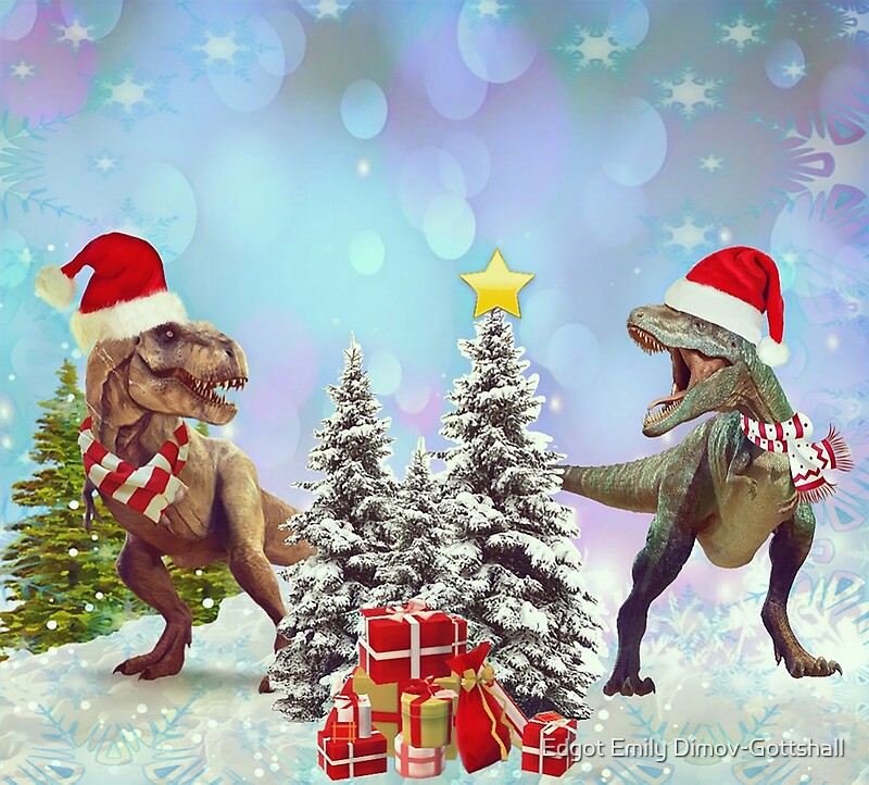 "merry christmas Dinosaurs! " by Edgot Emily DimovGottshall Redbubble