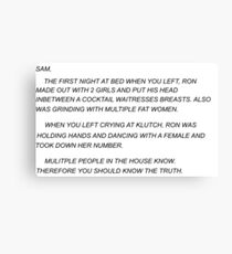 Sammi Sweetheart Letter Canvas Print