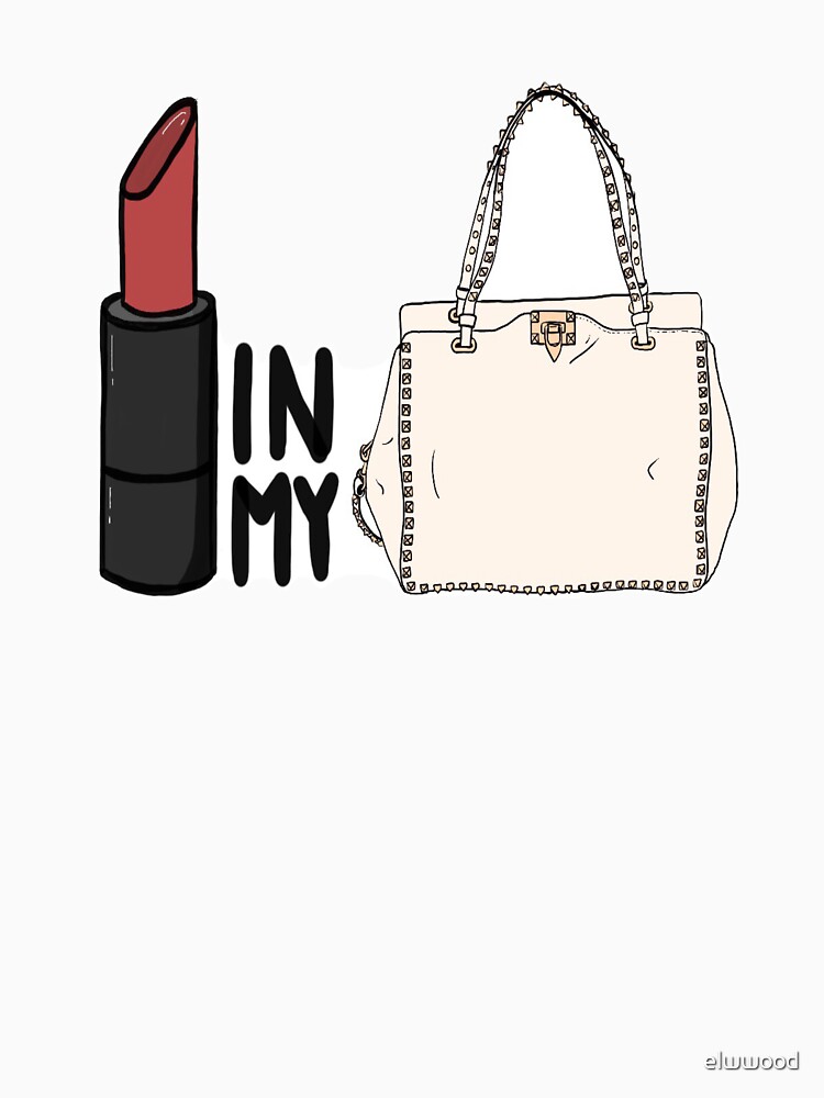 red lipstick on my white valentino bag