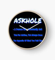 ASKHOLE BLUE Clock