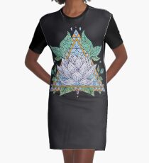 Stained Glass Lotus Illustration Graphic T-Shirt Dress