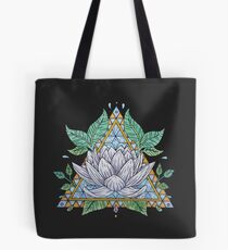 Stained Glass Lotus Illustration Tote Bag