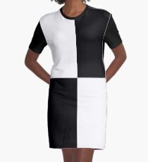 Black and White Checks Graphic T-Shirt Dress