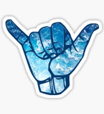 Surfs Up Hand Symbol Ocean Waves Sticker