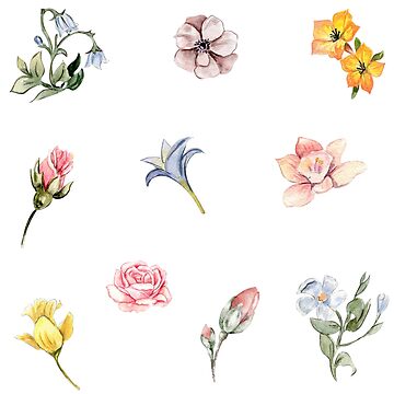 Vintage Garden Flowers Sticker for Sale by silviaol