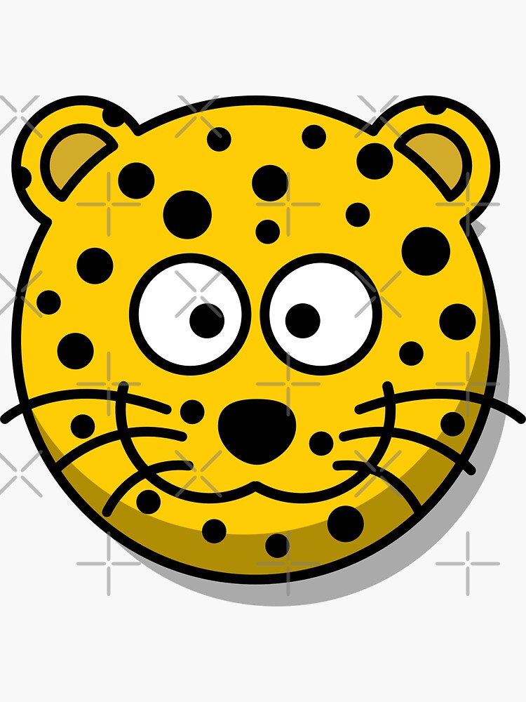 "Cute Leopard Face Emoji" Sticker by PrintPress Redbubble