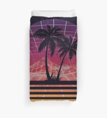 Funda nórdica Moderno Retro 80s Outrun Puesta de sol Palm Tree Silhouette Original