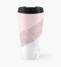 Stylish white marble rose gold glitter pink Travel Mug