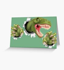 T Rex Dinosaur Claws Tearing Greeting Card