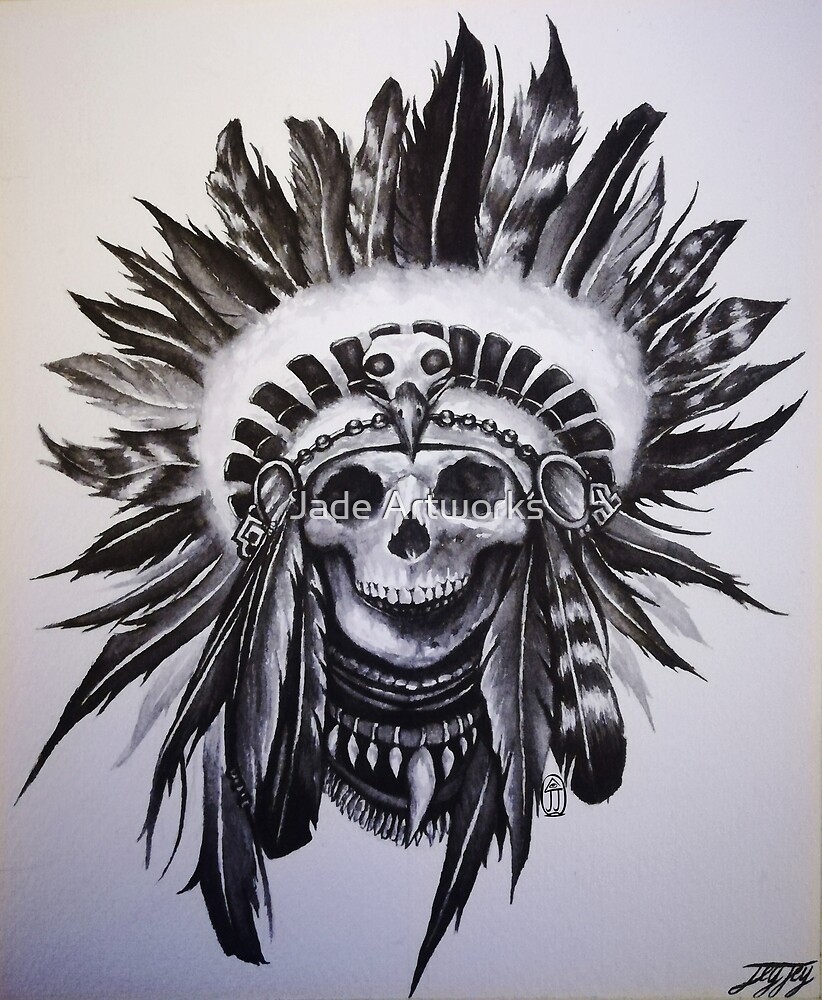 "Native American Skull" by Jade Artworks | Redbubble