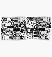 analog synthesizer modular system - black and white illustration Poster