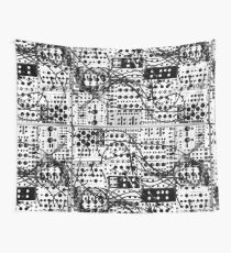 analog synthesizer modular system - black and white illustration Wall Tapestry
