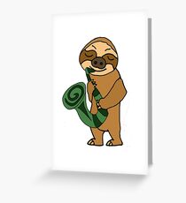 Cool Sloth Playing Saxophone Cartoon Greeting Card