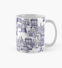 walking doodle toile de jouy blue Mug
