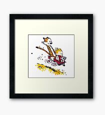 Comicfiguren von Calvin und Hobbes Gerahmtes Wandbild