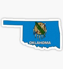 Oklahoma Map With Oklahoma State Flag Sticker