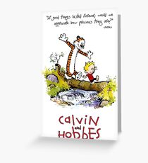 Calvin and Hobbes Over the Water Greeting Card