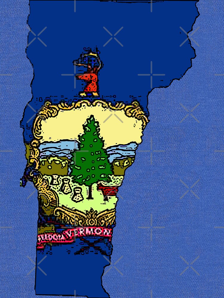 "Vermont Map With Vermont State Flag" Lightweight Sweatshirt by