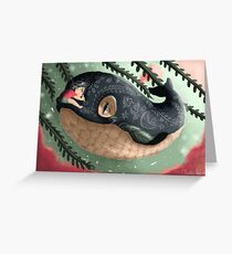 Girl doodling on her sky whale Greeting Card