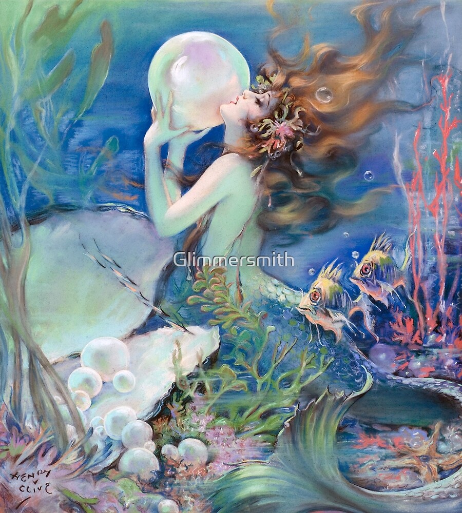 "Vintage Mermaid painting, mythological being" by Glimmersmith Redbubble