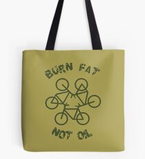 Burn Fat Not Oil Recycle Code Parody Green Graphic Tote Bag