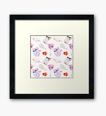 Valentine watercolor icons pattern Framed Print